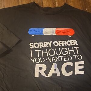Black Graphic Tee with Race Theme
